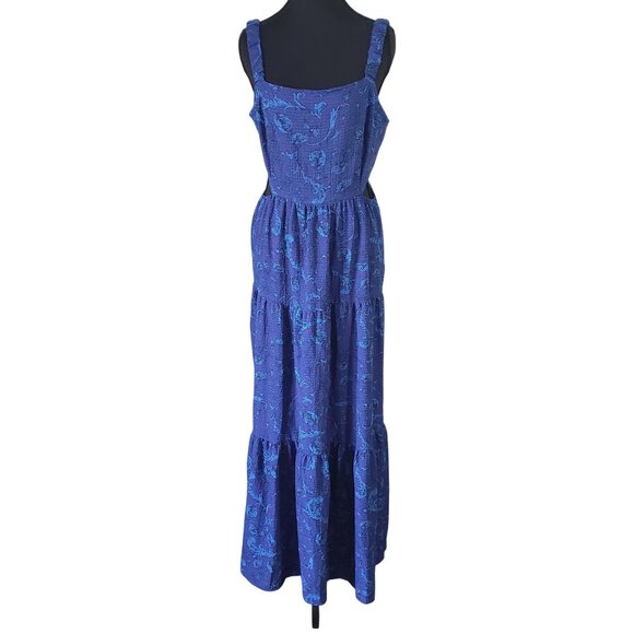 NWT Rewind Juniors Blue Cutout Maxi Dress Size XL Sleeveless Paisley Boho Summer - Picture 1 of 7